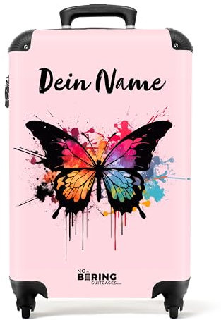 NoBoringSuitcases.com Valigia Trolley da Viaggio per Bambini, Personalizzabile, 55x40x20 cm, 10 kg (Farfalla - Arcobaleno)