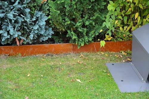 Rasenkanten Cortenstahl Edelrost 118 cm x 12 cm x 1 mm - 12er Set