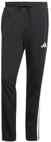 adidas Men's Essential Three Stripes Single Jersey Pant, Black/White, XS