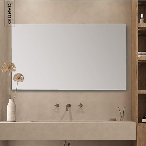 baanio - Espejo Baño Rectangular 80x140 cm Pure | Espejos de Baño con Antivaho | Vidrio Resistente 4 mm, Plata Ecológica sin Cobre, Fácil Instalación | Montaje Horizontal o Vertical | Diseño Moderno