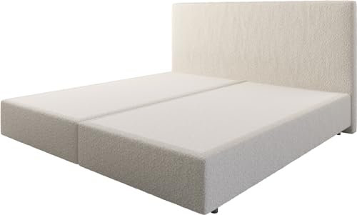DELIFE Boxspringgestell Dream-Well Bouclé Creme-Weiß 200x200 cm
