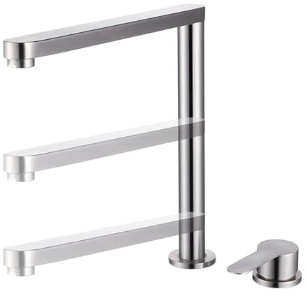 XJTNLB Grifo Cocina Plegable Bajo Ventana Cepillado Grifos de Cocina Fregadero Monomando Grifo Mezclador Cocina Fregadero Oculto de Elevación