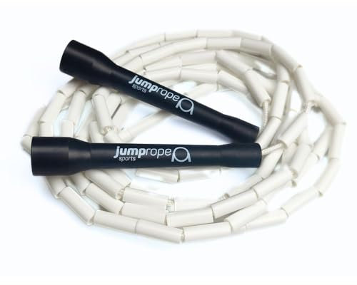 Professionelles Rope Skipping Wettkampf Springseil BEAD CHAMPION (3.0m Seillänge - verstellbar) (white)