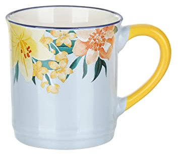 KASANOVA Tazza mug fiori 310 ml in porcellana bianca e gialla multicolore