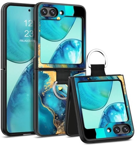 YINLAI for Samsung Galaxy Z Flip 6 Case Glow in The Dark Slim Fit Shockproof Protective Hybrid Hard PC Soft TPU Bumper Phone Cover for Samsung Galaxy Z Flip6 5G 6.7, Peacock Blue