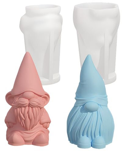 2 Stk Weihnachten Zwerg 3D Kerzenform, Silikonform Wichtel Zum Gießen, 3D Silikonform Wichtel,DIY Silikon Kerzen Gießform für DIY Silikon Kerzen Gießform,Formen Seifenform,Weihnachtsschmuck Dekoration