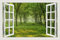 Adesivi 3D finti per finestre, piante verdi, alberi, paesaggio, 70 x 50 cm, decalcomania da parete per finestra, decorazione rimovibile in vinile