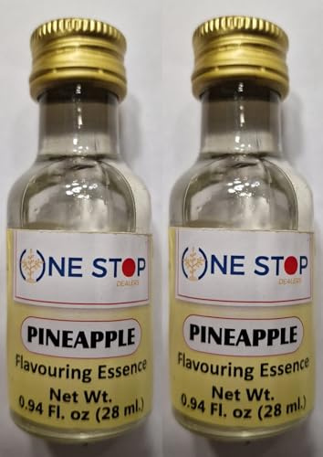 One Stop Dealers Food Essence Pineapple 28ml | Pineapple Flavoring | Ideal for Baking, Desserts, & Beverages | Strong & Authentic Taste (Pack of 2)