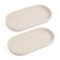 Autumnlife Vassoio da bagno in ceramica, 2 pezzi, ovale, decorazione per cosmetici, piccolo vassoio per WC e lavabo, vasca da bagno, lavello da cucina, bianco crema