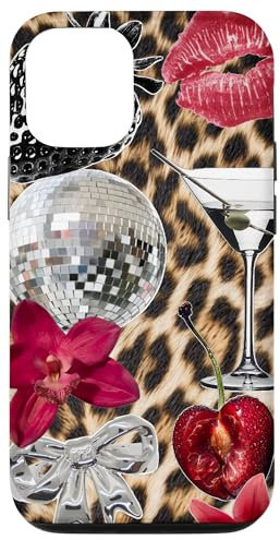 iPhone 12/12 Pro Leopard Girl Ball Disco Cherry Y2K Orchids Flowers Martini Case