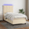 LAPOOH Boxspringbett mit Matratze & LED Creme 80x200 cm Stoff, Bett, Bed Frame, Familienbett, Bettrahmen, Bett Gestell, Bett Rahmengestell, Schlafzimmer Bett - 3135154