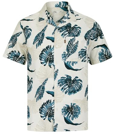 Tokyo Laundry Men's 'Hoja' Tropical Palm Print Short Sleeve Open Collar Cotton Hawaiian Shirt