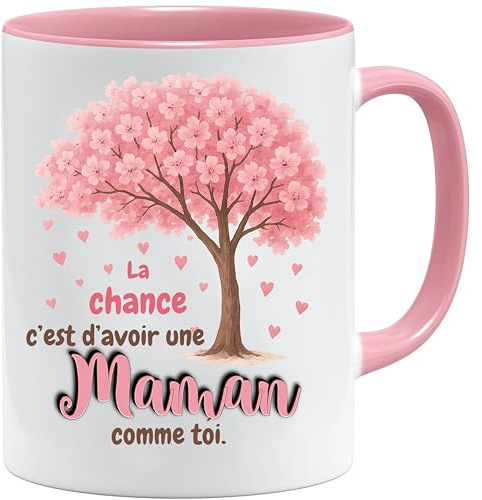 Cadeau Touchant pour Maman | La chance c’est d’avoir une Maman comme toi – Mug Fête des Mères Émotion | Tasse Cadeau Famille Bureau | Compatible Lave-Vaisselle et Micro-Ondes
