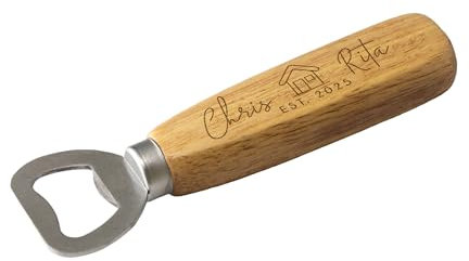 Personalised Bottle Opener House Warming Wooden Bottle Opener Laser Engraved UK Fathers Day, Birthday Christmas New Home