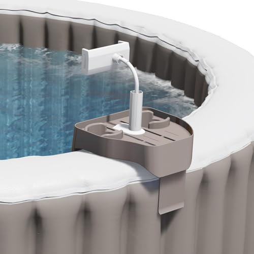 Adjustable Hot Tub Tray Table, Clip-on Swimming Pool Cup Holder Phone Holder, Nonslip Spa Drink Tray Side Table for Outdoor Inflatable Pools, Must Have Hot Tub Accessories