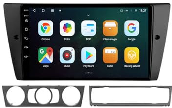 Android 15 Car Radio 2 Din Stereo with Carplay&Android Auto/BT/WiFi for BMW 3 Series E90 E91E92 E93 2005-2013 GPS Navigation 9'' Multimedia Video Player FM Reverse Camera(2G+32G)