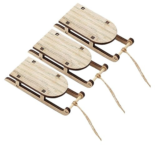OSOLADY 3stücke Miniatur Holz Schlitten Tischdekoration Weihnachts Deko Schlitten Holz Mini Für Fest Anlässe