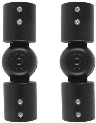 Hoite Hinged Elbow Connector, 2Pcs Stainless Steel Curtain Pole Joint Connector Window Curtain Rod Corner From 90 Degrees To 180 Degrees for 1 Inch Rod (Black)