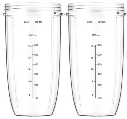 Paquete De 2 Vasos For Licuadora, Compatibles Con Nutribullet, Vaso De Jugo De Repuesto De 947 Ml, Compatible Con NutriBullet, 600 W/900 W.(2pcs 32oz scale cup)