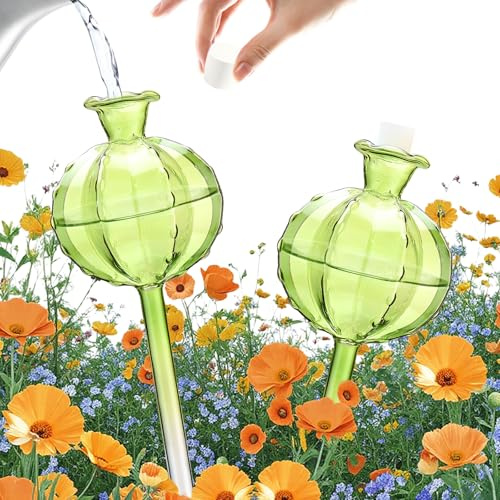 shallyong 2 Piezas Globos de Riego de Vidrio, Sistema Automático de Riego para Plantas de Interior, Plantas en Macetas, Decoración de Interiores y Jardín (Cactus Verde)