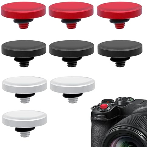Kamera Auslöserknopf 9er Set aus Aluminium, Soft Shutter Button, Konkav | 3 Farben, Aluminium, konkave Form, kompatibel mit Fuji X100/X-Pro/X-E/X-T Serie sowie Leica M und Sony RX1R II