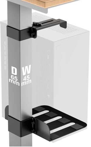 Supporto PC sotto scrivania, supporto computer regolabile per tower fino a 35 kg, fissaggio senza foratura per gamba scrivania 65x45 mm, supporto sotto scrivania per scrivanie regolabili in altezza