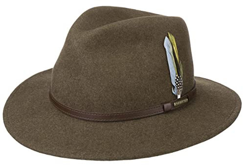 Stetson Newberg VitaFelt Traveller Hut - Einfarbiger Hut - Wasserabweisend - Robuster Filzhut - Made in USA - Herren - Ganzjährig braun S (54-55 cm)