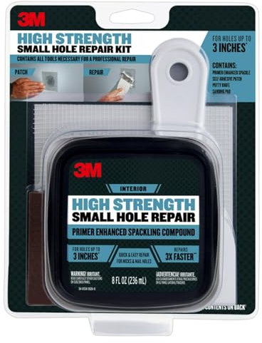 3M Patch Plus Primer Kit with 8 fl. oz Patch Plus Primer, Self-Adhesive Patch, Putty Knife and Sanding Pad