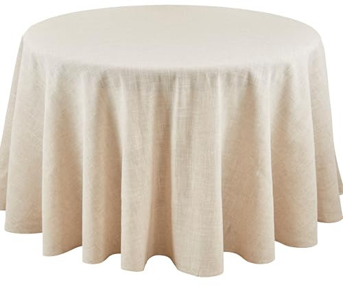 SARO LIFESTYLE Toscana Tischdecke aus Poly- und Leinen-Mischgewebe, ohne Hohlsaum, Naturfarben, 229 cm
