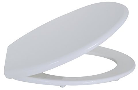 MSV WC Sitz Toilettensitz WC Deckel Klobrille Weiß mit Edelstahlscharnieren
