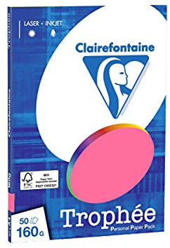 Clairefontaine 4171C - Ries Druckerpapier / Kopierpapier Clairalfa PPP, DIN A4, 160g, 50 Blatt, Eosin, 1 Ries
