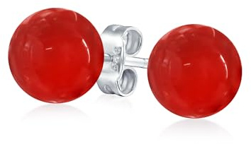 Große 10MM Natürliche Edelstein Runde Perlen Kugel Ohrstecker .925 Sterlingsilber Für Frauen Teenager Verschiedene Geburtssteine