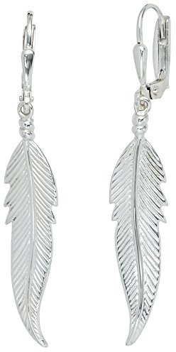 Jobo Damen-Ohrringe Feder hängend aus 925 Sterling Silber 47 mm lang