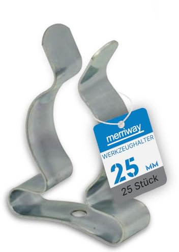 Merriway® BH01977 (25 Pcs) Tool Storage Terry Clip Spring Steel Bright Zinc Plated, 25 - 35mm (1 - 1.3/8 inch) - Pack of 25 Pieces