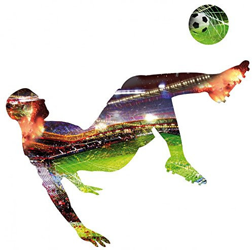 1art1 Fußball Spieler Fallrückzieher Wand-Tattoo | Deko Wandaufkleber für Wohnzimmer Kinderzimmer Küche Bad Flur | Wandsticker für Tür Wand Möbel/Schrank 90x65 cm