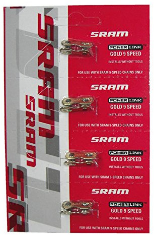 Sram Kettenverschlussglied Set mit 4 Stück Power Link 9-f. Gold Fahrrad