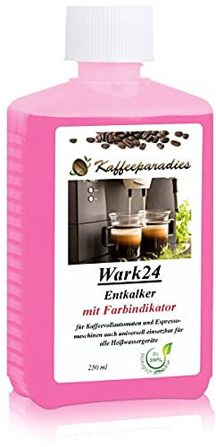 Wark24 Flüssigentkalker 250 ml mit Farbindikator, Universal-Entkalker & schonender Kalklöser für Kaffeemaschinen, Wasserkocher & Haushaltsgeräte, biologisch abbaubar