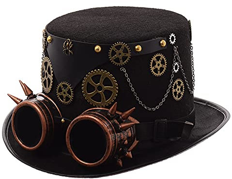 GRACEART Unisex Steampunk Hut Steampunk Zylinder Hut für Männer oder Frauen (DE/NL/SE/PL, Alphanumerisch, M, Style-07)