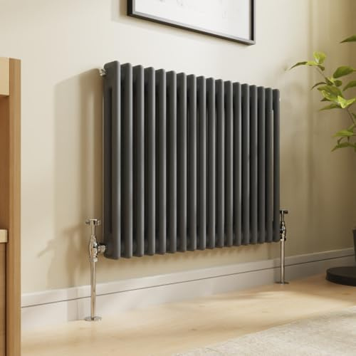 NRG 600x830 Traditional Colosseum Cast Iron Radiator Anthracite 2 Panel | Bathroom Radiator, Central Heating Rad, Radiator Wall Mounted, Column Radiator, for Kitchen, Bedroom, Living Room