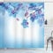 ABAKUHAUS Blume Duschvorhang, Orchideen Natur, Stoffliches Gewebe Badezimmerdekorationsset mit Haken, 175 x 220 cm, Blau und Lila