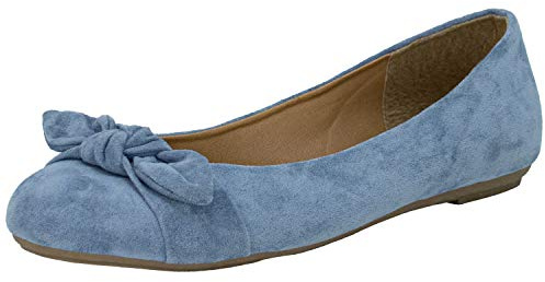 Fitters Footwear That Fits Damen Ballerina Claire Microfibre Modische Ballerinas in trendigen Farben Übergröße (45 EU, blau)