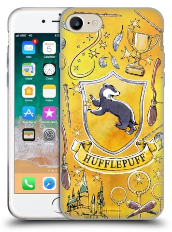 Head Case Designs Officially Licensed Harry Potter Hufflepuff Pattern Deathly Hallows XIII Gel Case [Military Grade Protection] Compatible With Apple iPhone 7/8 / SE 2020 & 2022