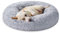 Feandrea Hundebett flauschig, Katzenbett, Donut Kissen, waschbar, Polsterung in der Mitte herausnehmbar, Langer Plüsch, 80 cm Durchmesser, Ombré-Grau PGW040G01