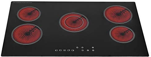 SIA CERH90BL/1 90cm Electric Ceramic Hob, 5 Zone with Touch Control, 9 Power Levels, Child Safety Lock, Black, 2 Years Parts & Labour Guarantee