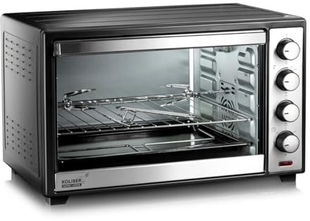Koliber SUPERMAX X 3000W Backofen 48L Umluft Drehspieß Familienofen Pizzaofen Edelstahl 2000W Ober Unterhitze Timer Innenbeleuchtung Tischbackofen Schwarz