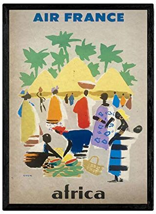 Nacnic Vintage Poster Air France - Afrika. Blätter für Interieur mit klassischen und antiken Werbebildern zu dekorieren. Gemälde Retro-Dekor. A4-Format