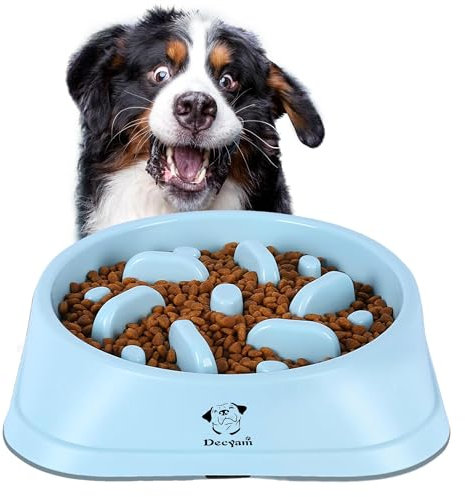 Decyam Anti Schling Napf Hund Hundenapf Langsame Fütterung Langsam Fressen Slow Feeder Dog Bowl (L, Blau 9)