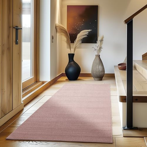 Carpettex Teppich Wohnzimmer Kurzflor Teppich Modern Einfarbig Design 60 x 100 cm Küchenläufer Flur Teppich Rosa - Küchenteppich Teppich Waschbar in Waschmaschine Klein Extra Weich Flauschig