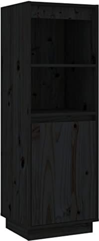 vidaXL Highboard Vitrine Sideboard Kommode Schrank Beistellschrank Bücherschrank Hochschrank Holzschrank Schwarz 37x34x110cm Massivholz Kiefer