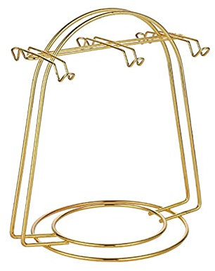 ISAKEN Kaffeetassenhalter, Gold Edelstahl Tassenständer Tassenhalter mit 6 Haken, becherhalter Display Stand stehender Halter, Becherbaum Kaffee Tassenhalter Kaffeetassen Organizer Stand